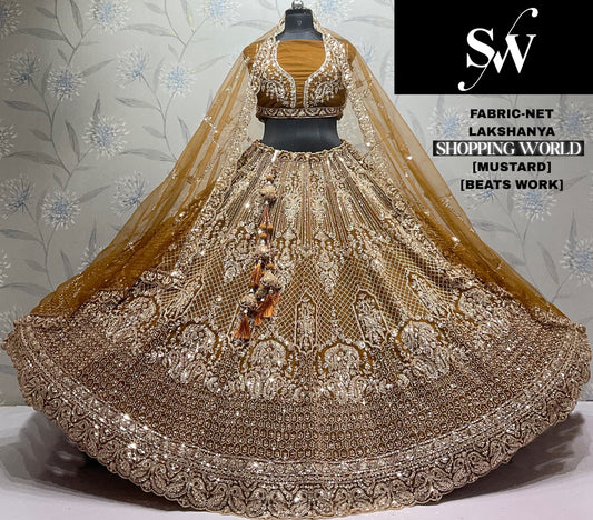 Mustard Net Lehenga