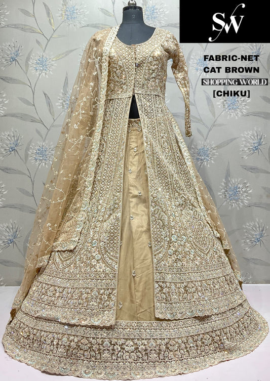 Chiku Golden Net Farshi garara muslim Bride Long Indo Dress