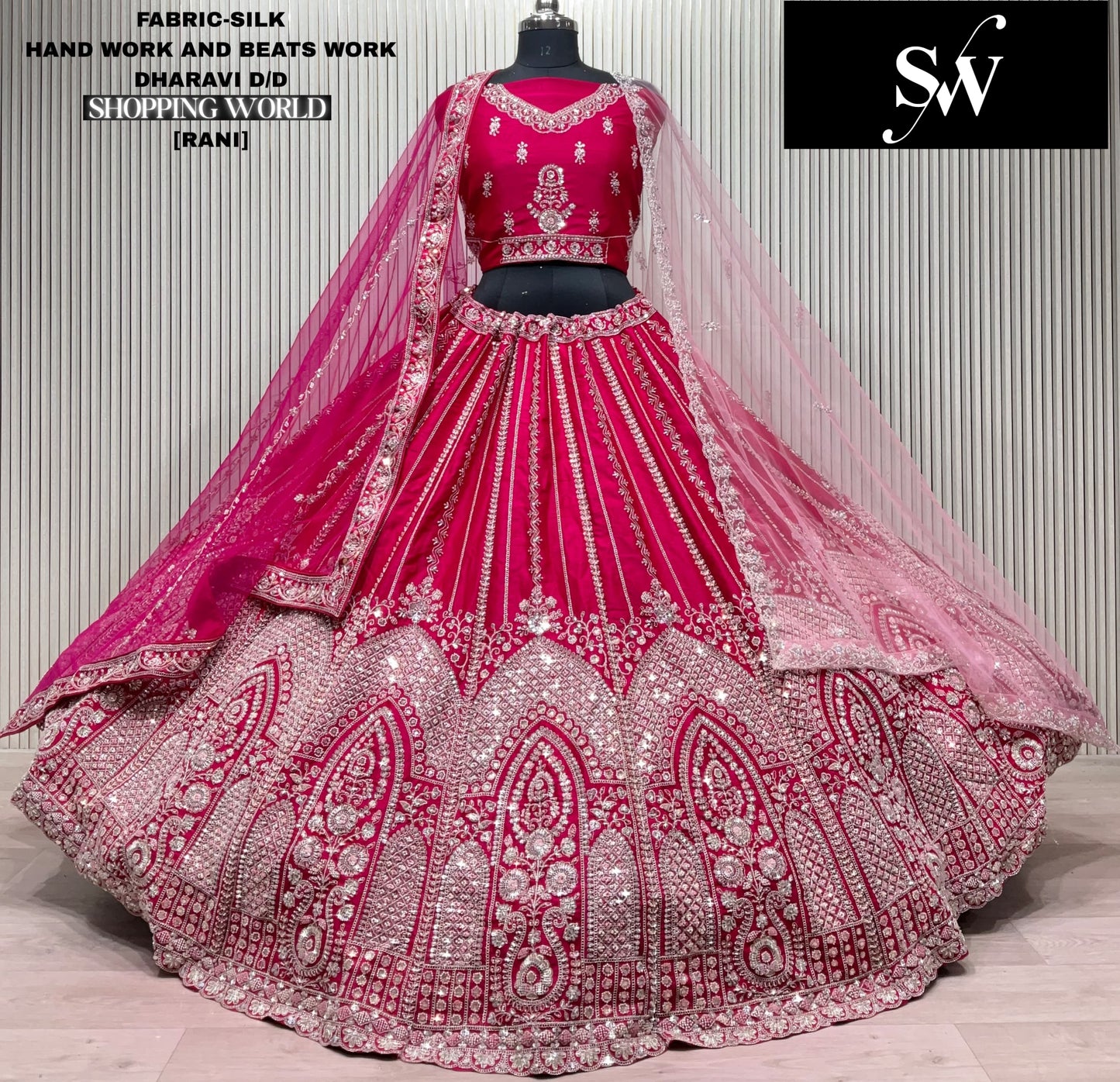 Rani pink Silk Bridal lehenga