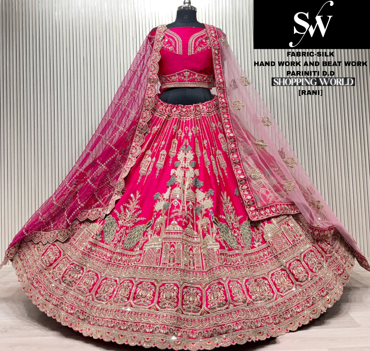 Rani pink Silk Bridal lehenga