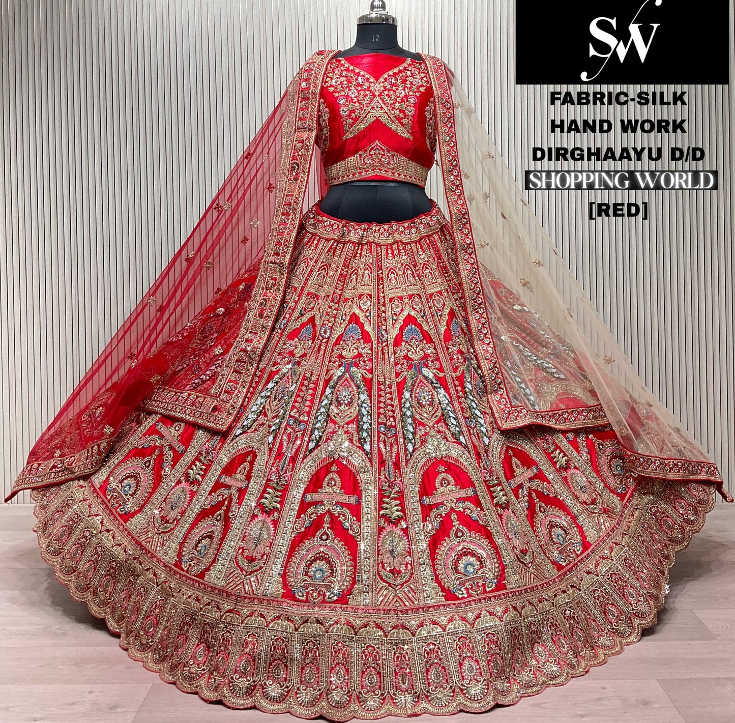 White Silk Peacock bridal lehenga