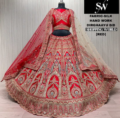 White Silk Peacock bridal lehenga