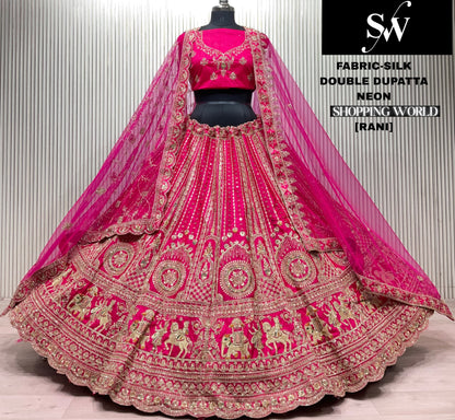 Red Doli Barat Double Dupatta Silk Bridal lehenga