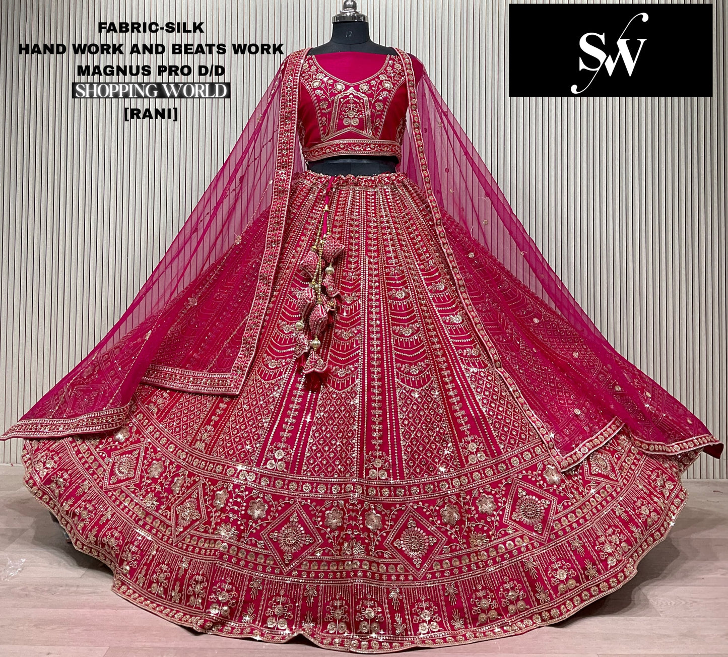 Rani pink Silk Bridal lehenga