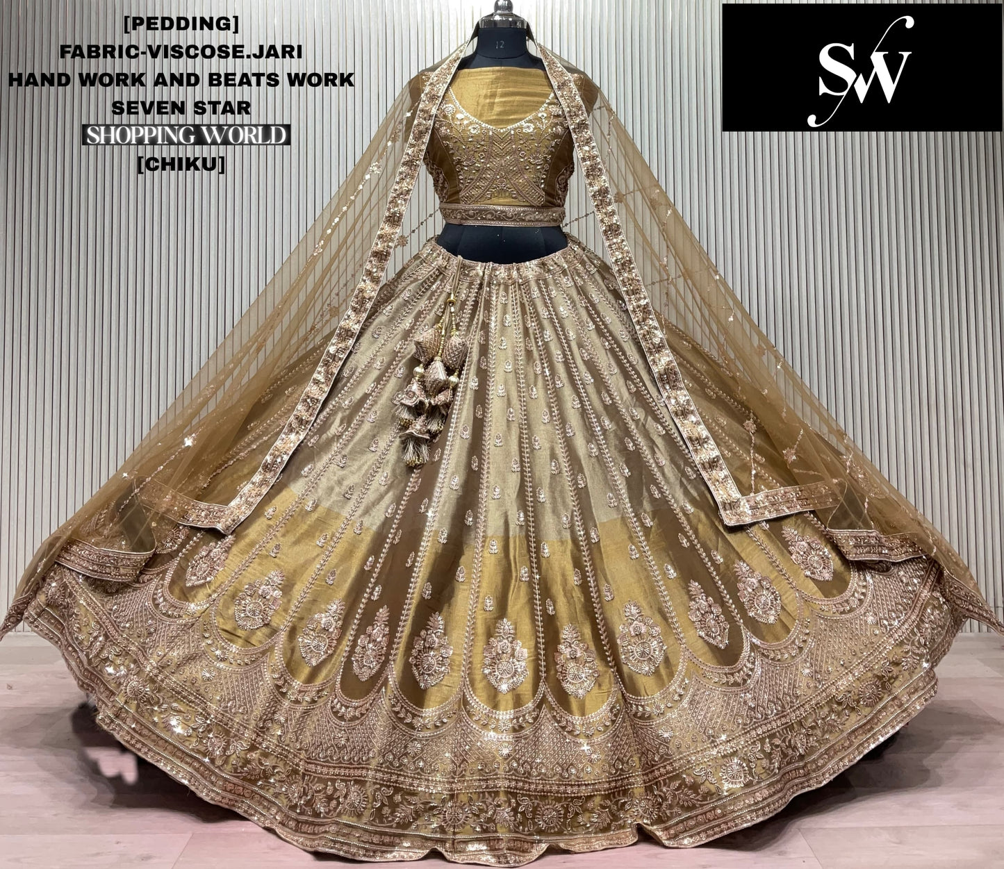 Chiku Golden Viscose Jari lehenga