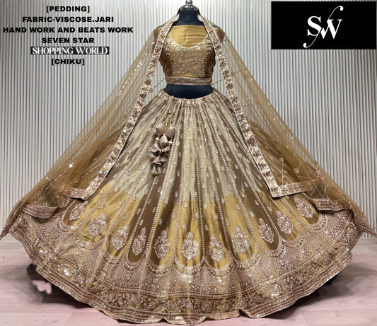 Chiku Golden Viscose Jari lehenga
