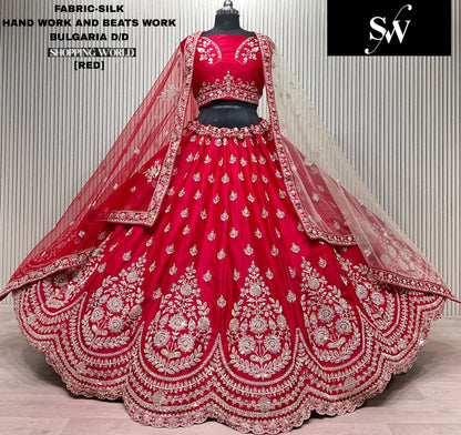 Rani pink Silk bridal lehenga