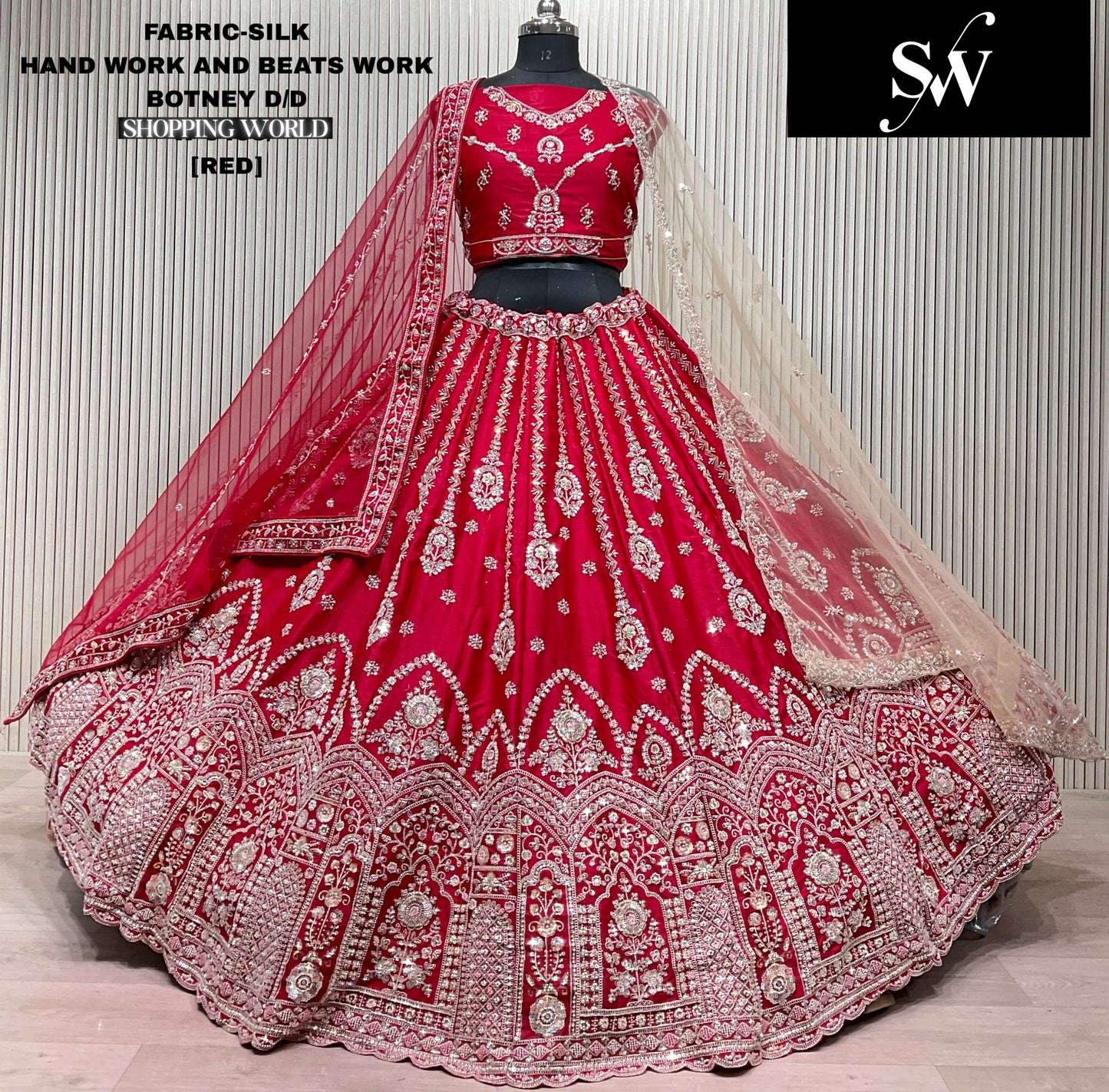 Rust Orange Silk bridal lehenga