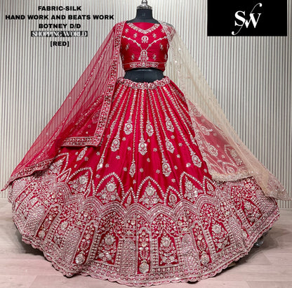 Rust Orange Silk bridal lehenga