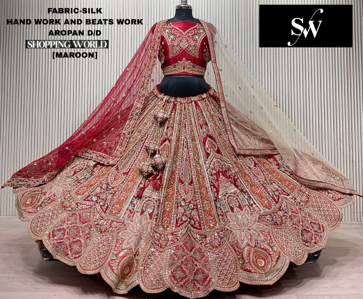 Rust Orange Silk bridal lehenga