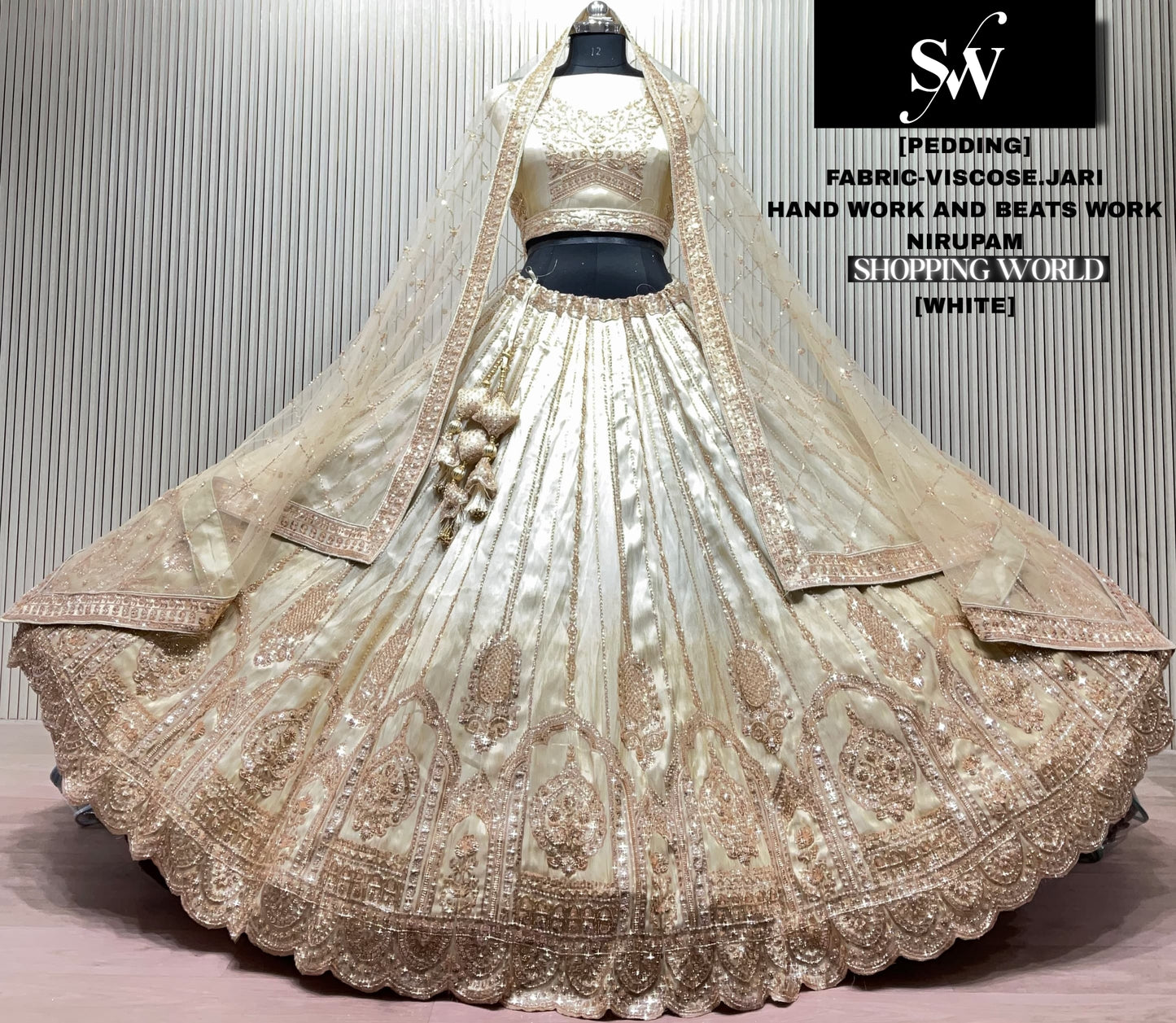 White Viscose Jari bridal lehenga