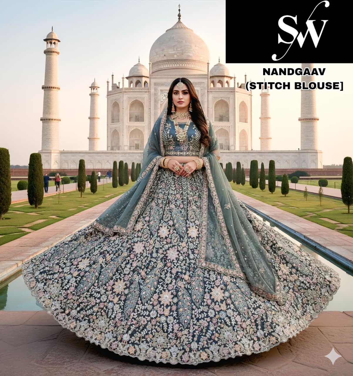 Onion pink Morpeach Blue Chiku golden Pink Twill Net crop top Lehenga
