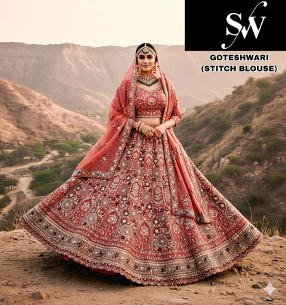 Chiku golden Maroon Gajri pink morpeach Moss Satin crop top Lehenga
