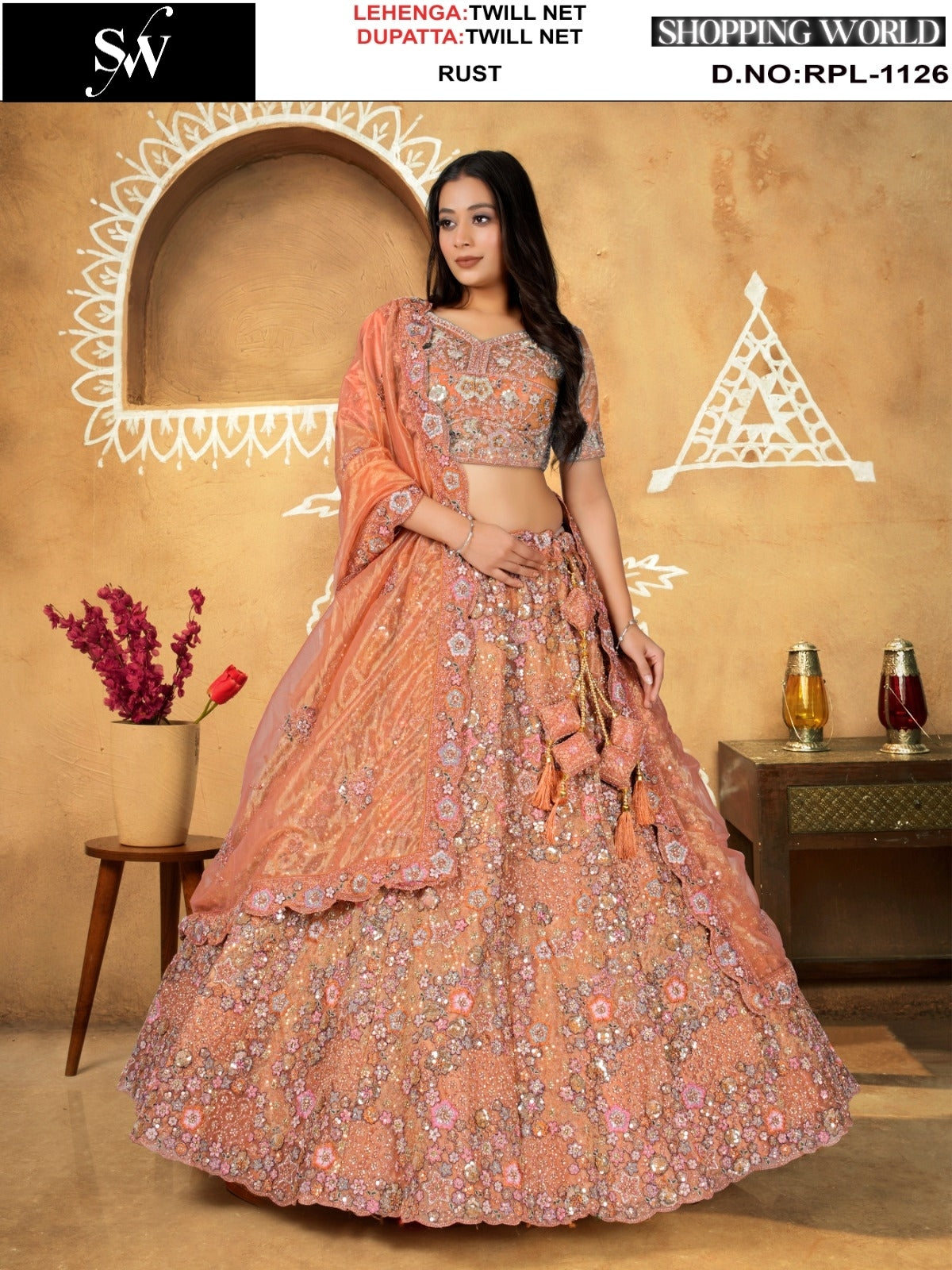 Maroon Twill Net Lehenga - Shopping World
