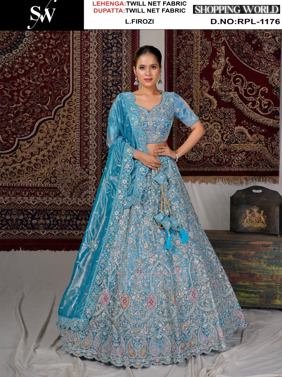 Off White Twill Net Lehenga - Shopping World