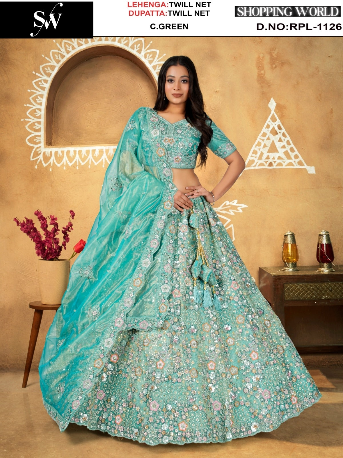 Maroon Twill Net Lehenga - Shopping World