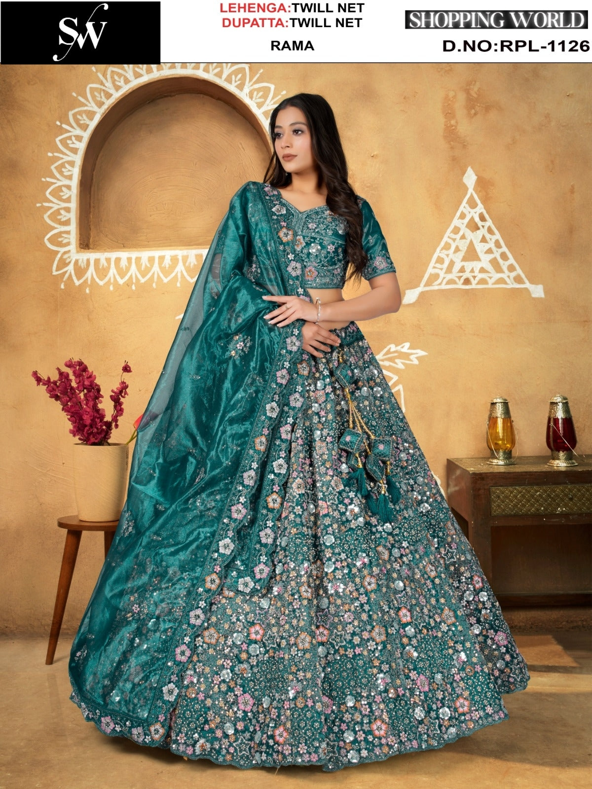 Maroon Twill Net Lehenga - Shopping World