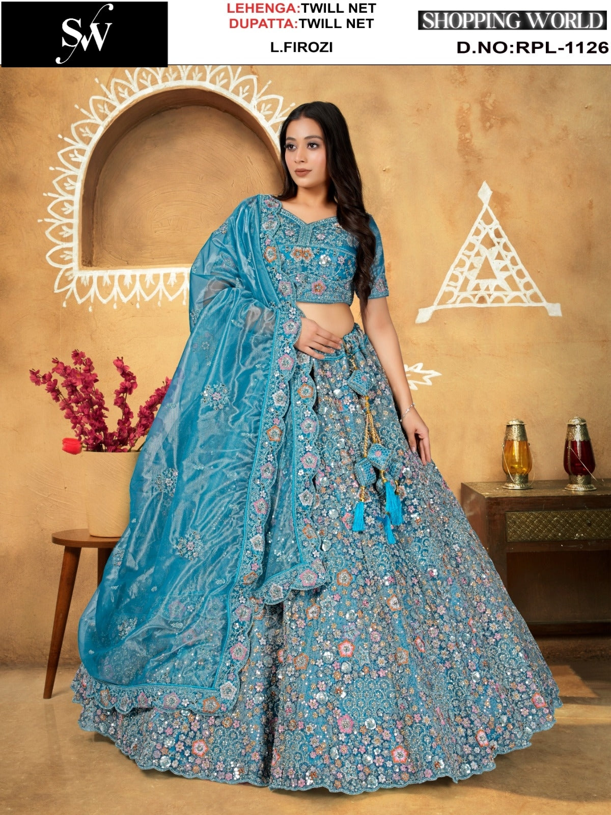 Maroon Twill Net Lehenga - Shopping World