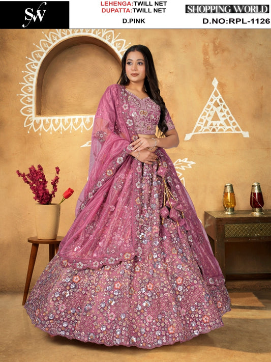 Maroon Twill Net Lehenga - Shopping World