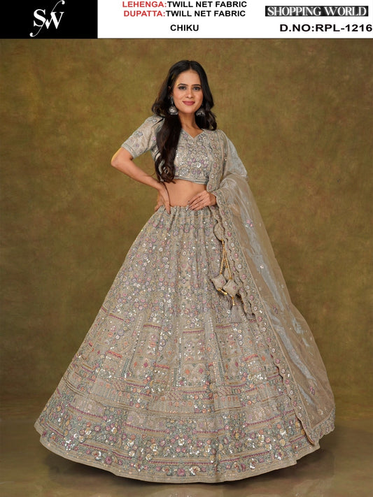 Sea green Twill Net Lehenga - Shopping World
