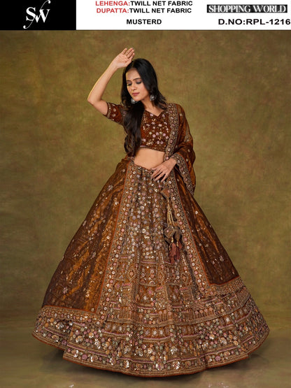Sea green Twill Net Lehenga - Shopping World
