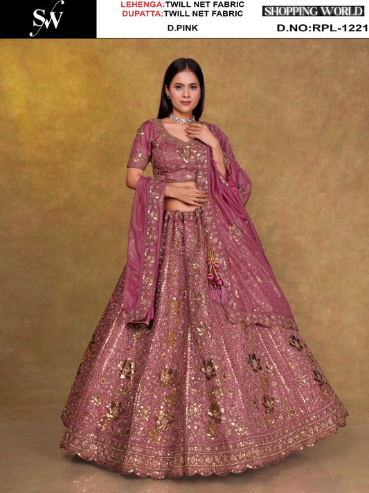 Dark Mustard Twill Net Lehenga - Shopping World