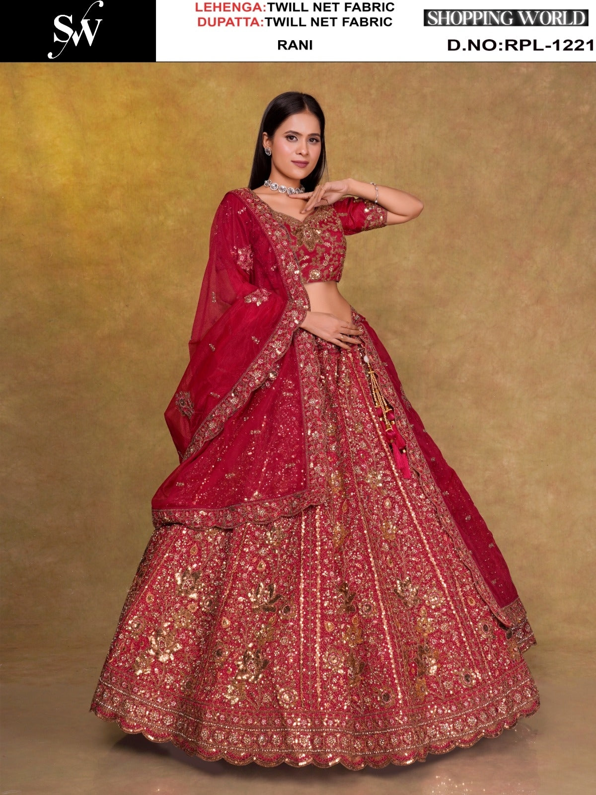 Dark Mustard Twill Net Lehenga - Shopping World