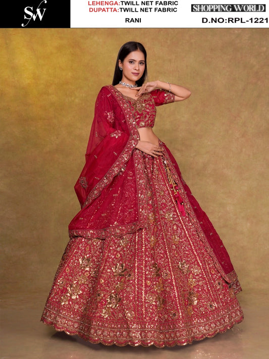 Dark Mustard Twill Net Lehenga - Shopping World