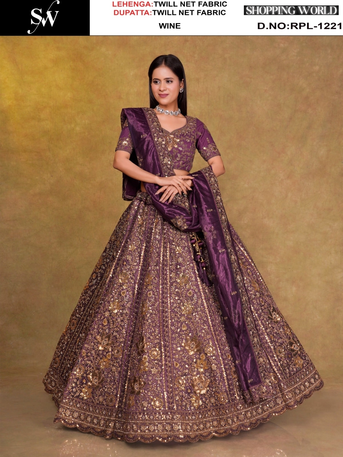 Dark Mustard Twill Net Lehenga - Shopping World