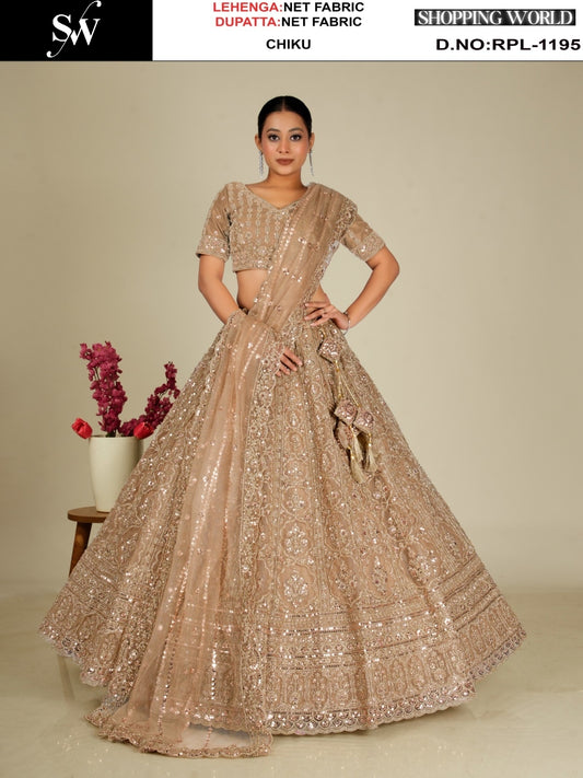 Firozi Blue Net Lehenga - Shopping World