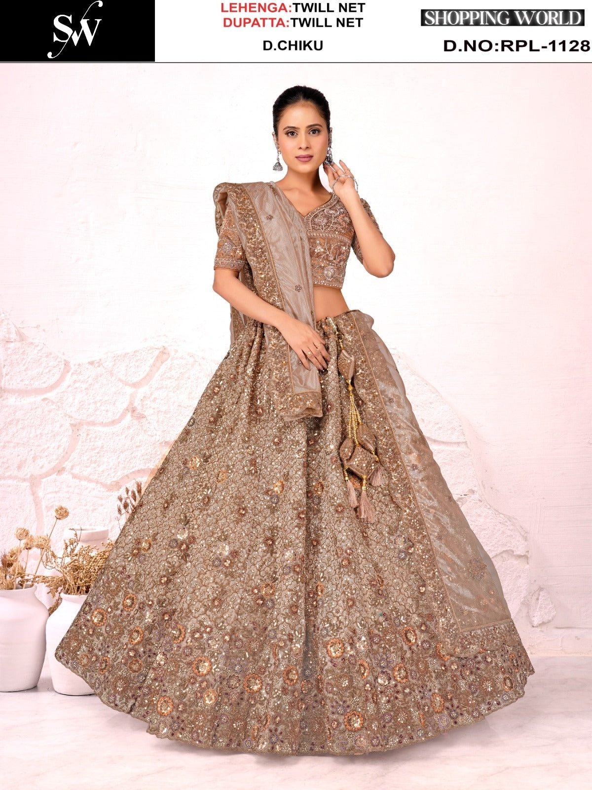 Mustard Twill Net Lehenga - Shopping World