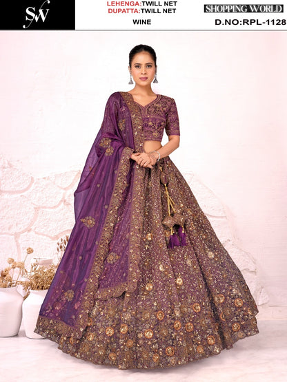 Mustard Twill Net Lehenga - Shopping World