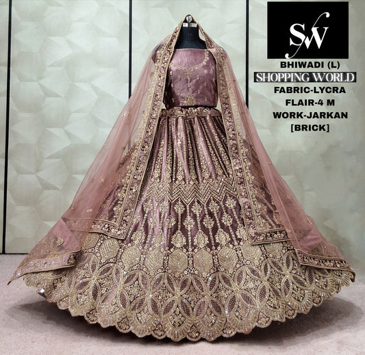 Pink Lycra jarkan Lehenga - Shopping World