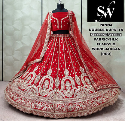 Rani pink Silk Double Dupatta Bridal Lehenga - Shopping World