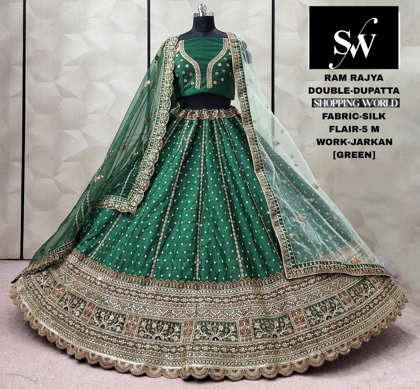 Rani pink Silk Double Dupatta Lehenga - Shopping World