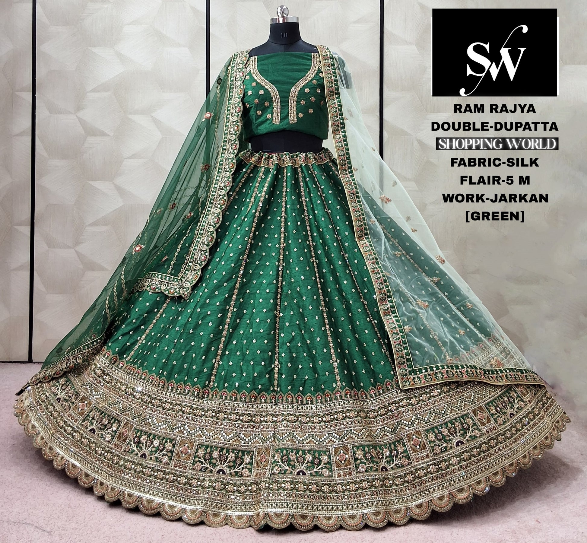 Rani pink Silk Double Dupatta Lehenga - Shopping World