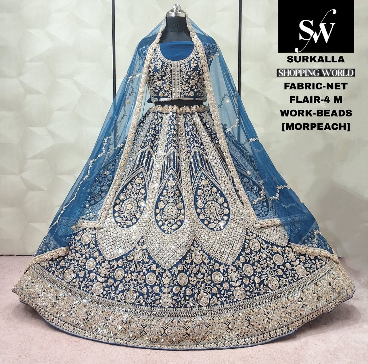 Pista Green Net Lehenga - Shopping World