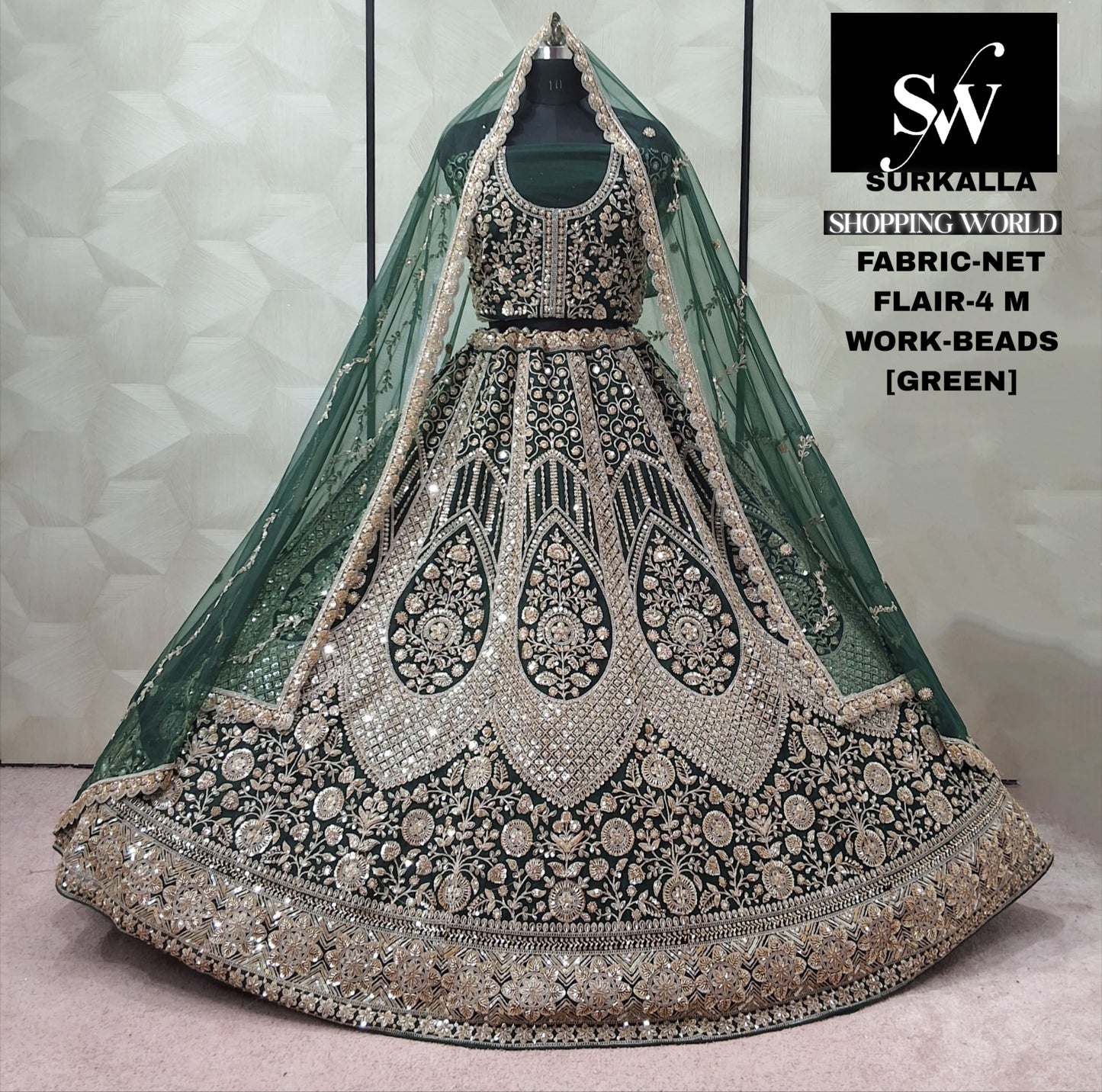 Pista Green Net Lehenga - Shopping World
