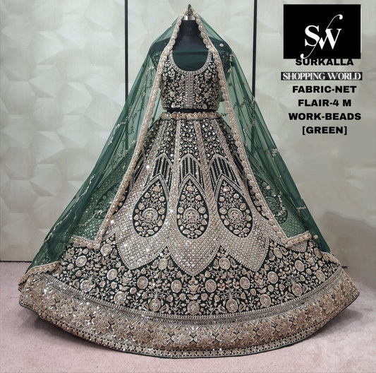 Pista Green Net Lehenga - Shopping World