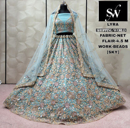 Cream White Ready to wear Net Crop top Lehenga - Shopping World