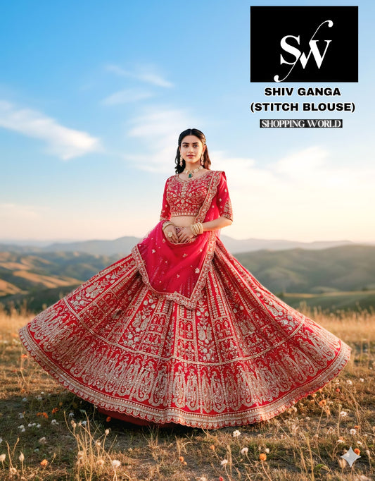 Rust orange Rani pink Red green Ready to wear Crop top Lehenga - Shopping World