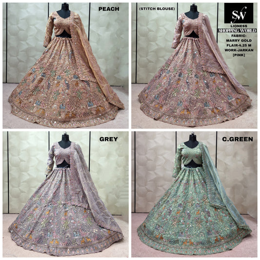 Peach Grey Pink Sea green Ready to wear Crop top Lehengae - Shopping World