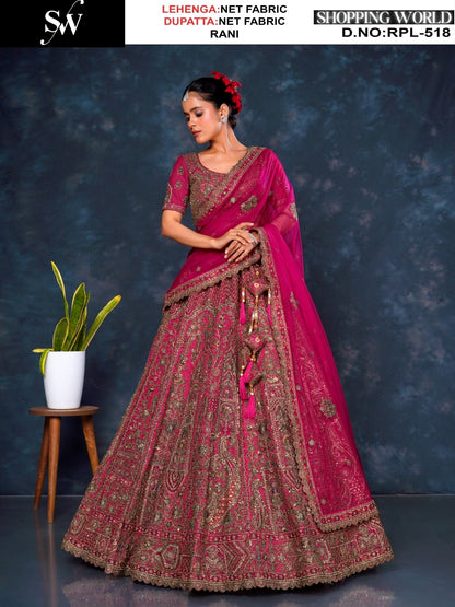 Rani pink Net Lehenga - Shopping World