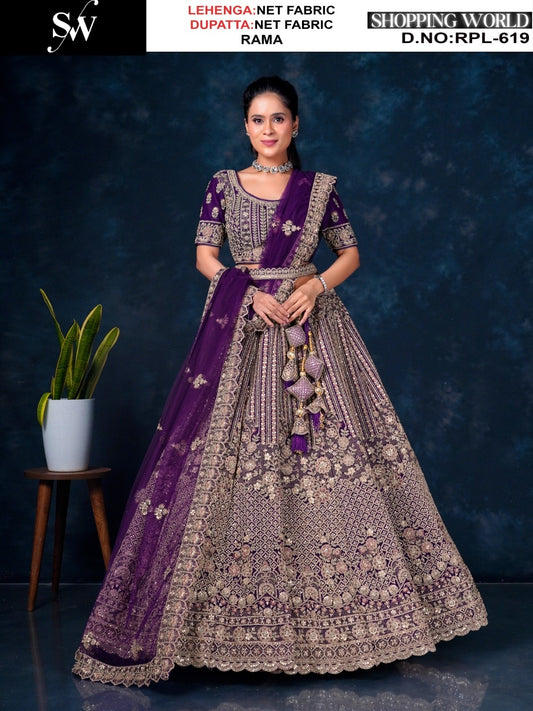 Purple Net Lehenga - Shopping World