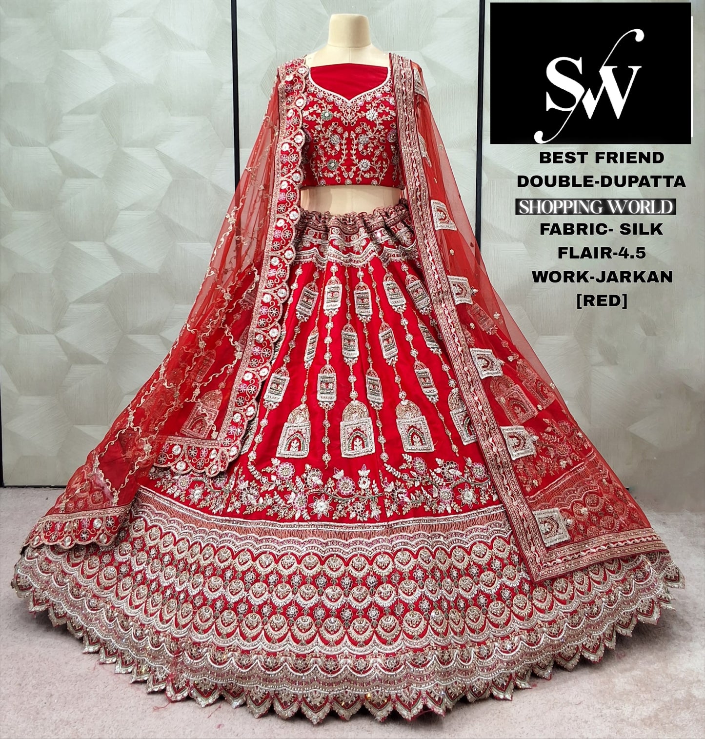 Rani pink Silk Double Dupatta bridal Lehenga - Shopping World