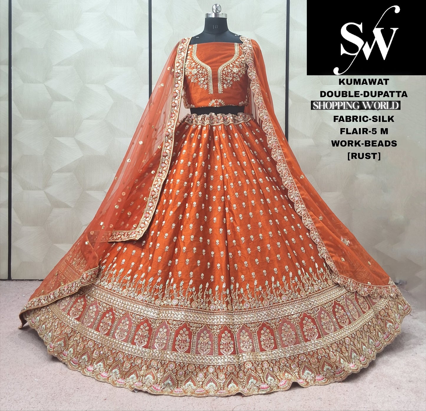 Rani pink Silk Double Dupatta bridal Lehenga - Shopping World