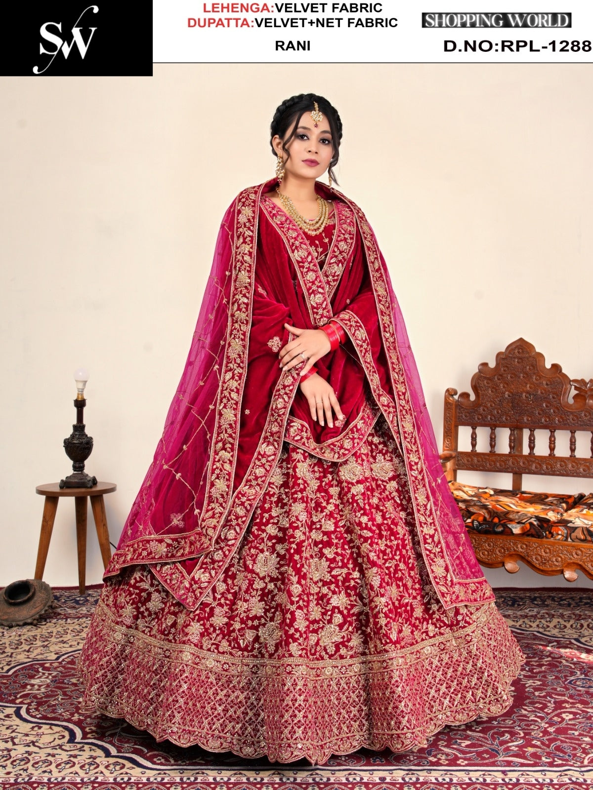 Wine Velvet Lehenga