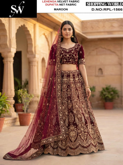 Green Velvet Lehenga
