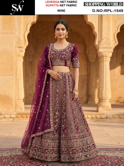 Firozi Blue Net Lehenga