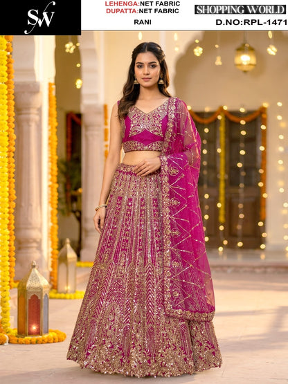 Firozi Blue Net Lehenga